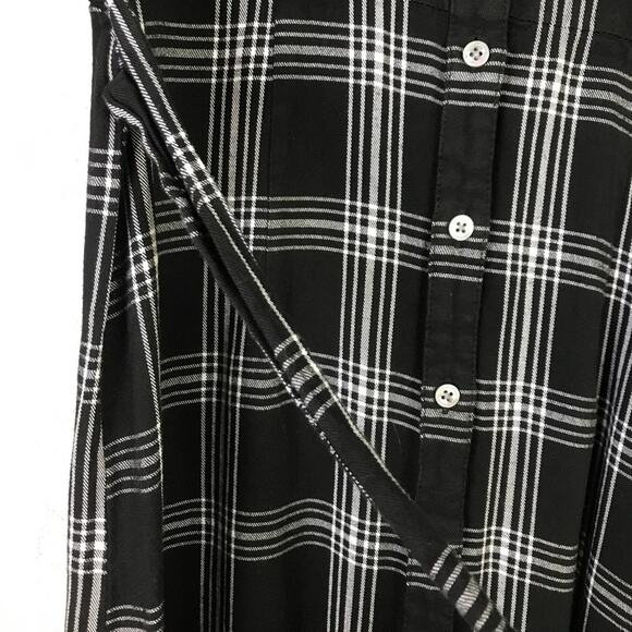 UNTUCKit for Her Tessa Plaid Wrap Tie Front Button Up Shirt Dress Black White 2 - Picture 9 of 13